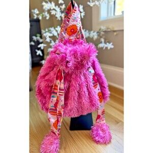 Freckles & Maya Plush Girls Fuzzy Pink Backpack Bag Purse Faux Fur Satin